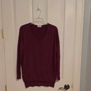 Pink Lily V-Neck Sweater - Deep Red